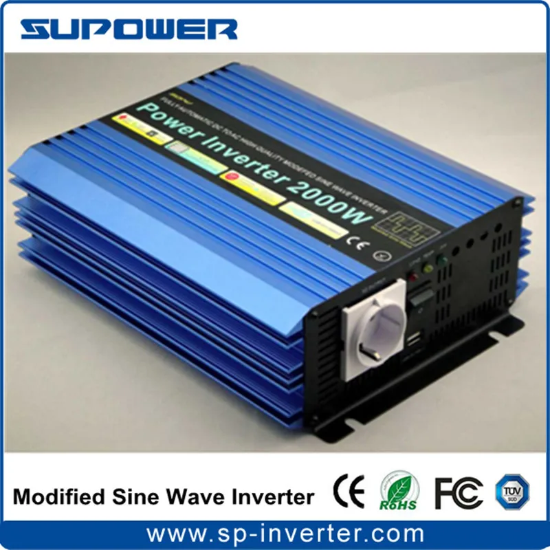 

High Efficiency 12V 24V 48V DC To 220V 110V 50Hz 60Hz Modified Sine Wave Power Inverter 2000W For Off Grid Solar Power System