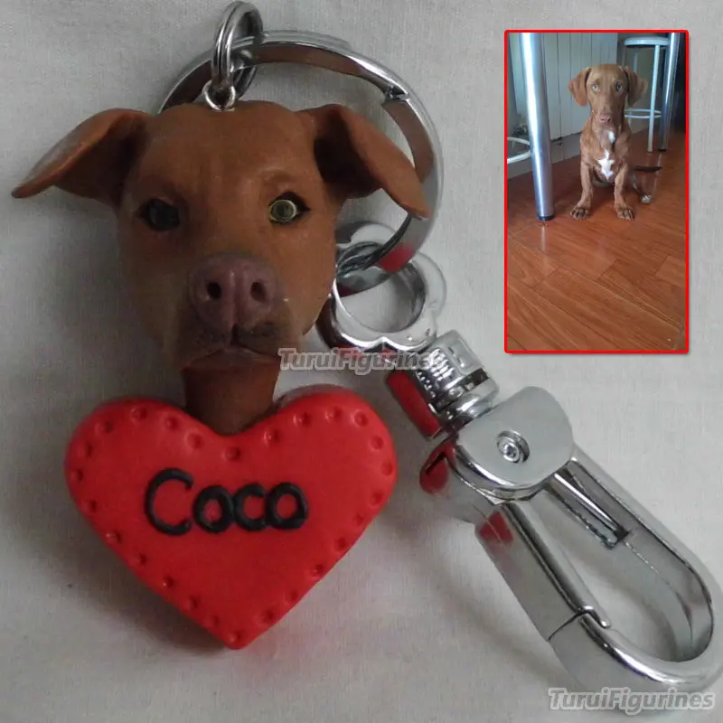 

Wedding Cake Topper Personalized Custom clay dolls dog key ring chain keychain for photo handmade keychain dog miniature doll