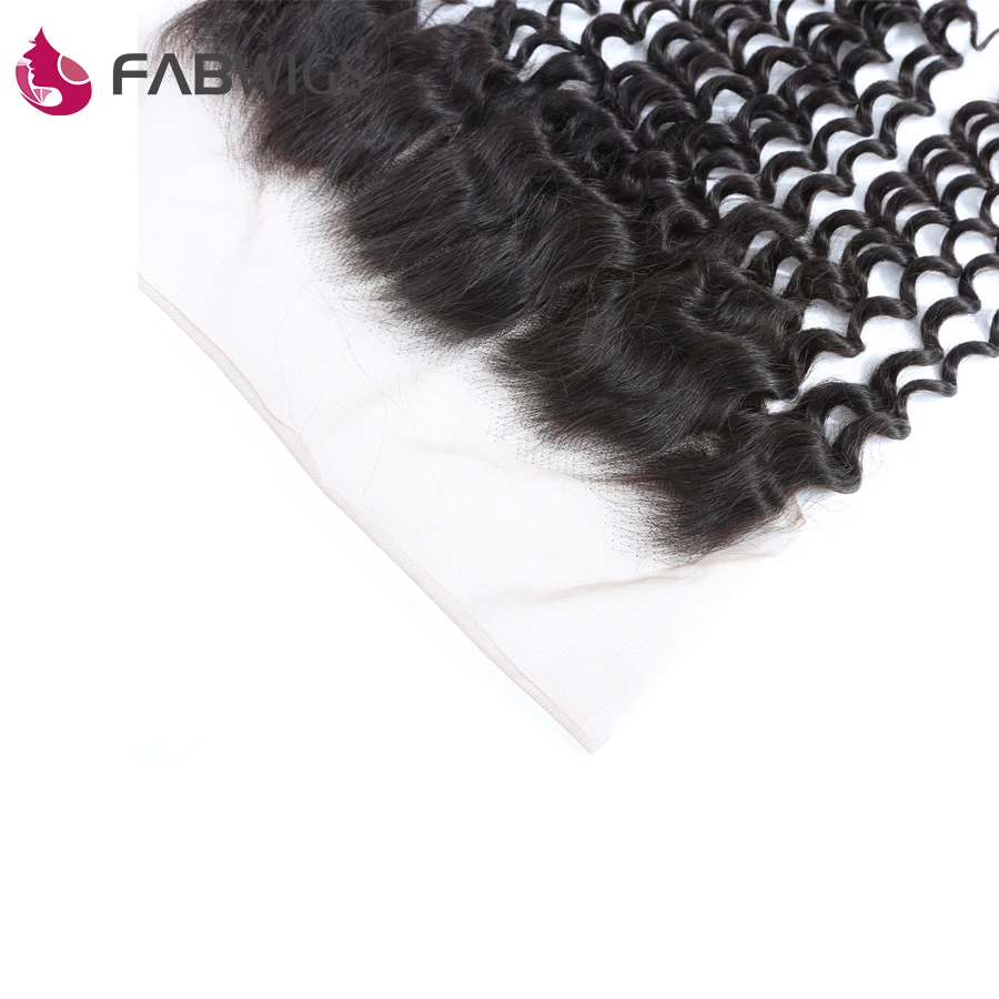 Fabwigs Brazilian Deep Wave Lace Frontal Closure Pre Plucked 100% Human Remy Hair 13x4 Lace Frontal with Baby Hair Free Shipping