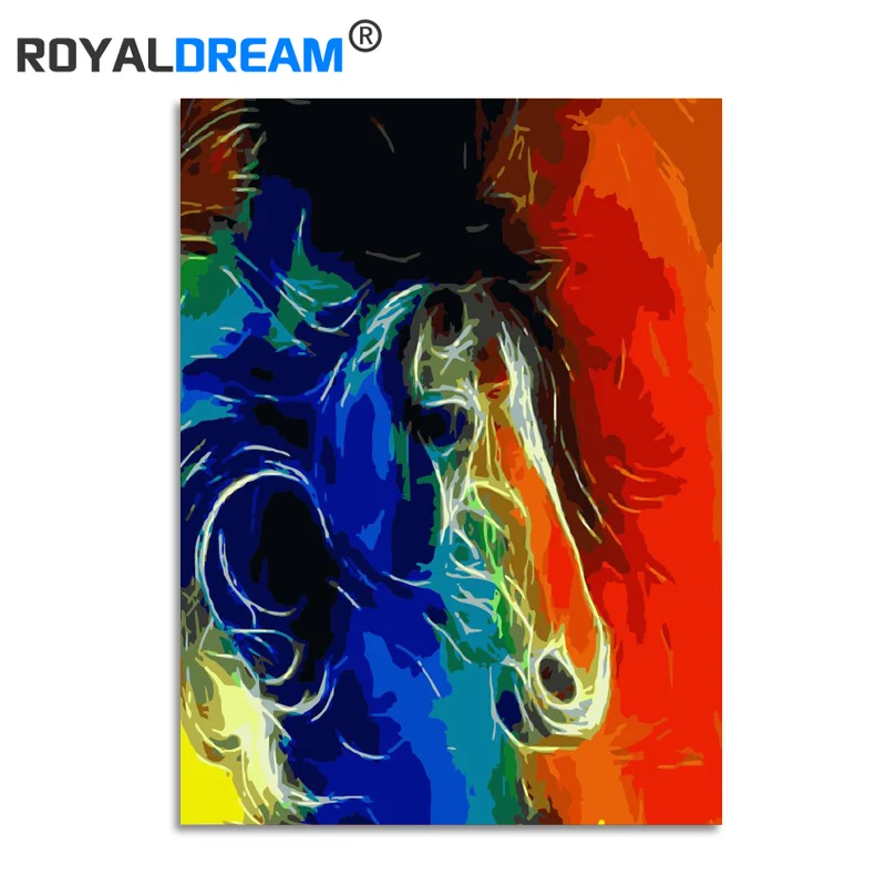 ROYALDREAM красочная лошадь животные Абстрактная живопись Diy Цифровая по номерам