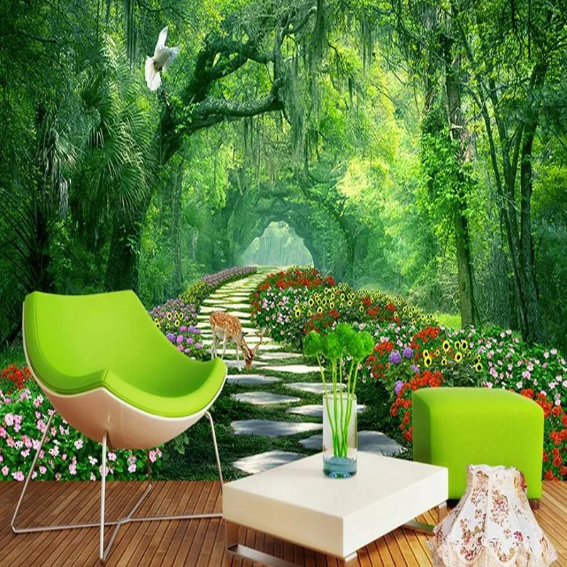 

wallpaper for walls 3 d Forest landscape Green Path custom mural wallpaper Living room Study TV decoration backdrop