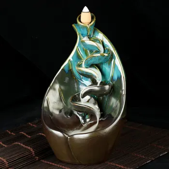 

Backflow Incense Burner Ceramic Backflow Waterfall Smoke Incense Burner Censer Holder Zen Type Home Decor Incense Holder Censer