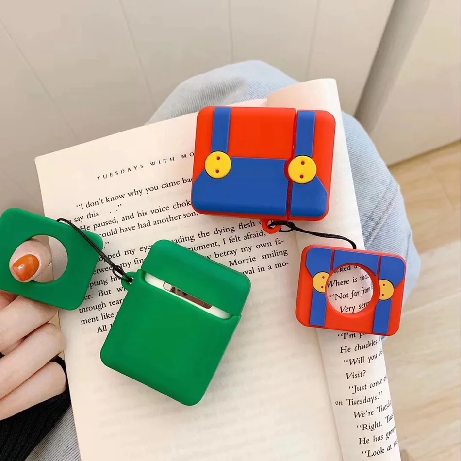 

For AirPods Case Cute Lovely Suit Satchel Earphone Cases For Apple Air pods 2 Funny Cover For Earpods Earbuds Finger Ring Strap