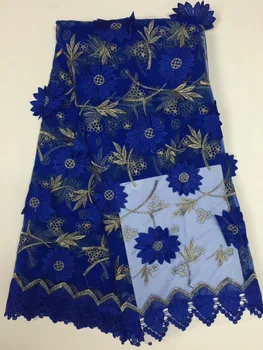 

Blue New Design Yellow African Lace Fabric High Quality 3D Applique Lace Beautiful French Net Lace For Nigerian Dress D17412