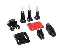 Helmet Side Mount Kits 3 Way Adjustable Pivot Arms + Flat Base + Curved Mount + 3M Adhesive for Go pro Gopro Hero 4 3+ 3 2 SJCAM