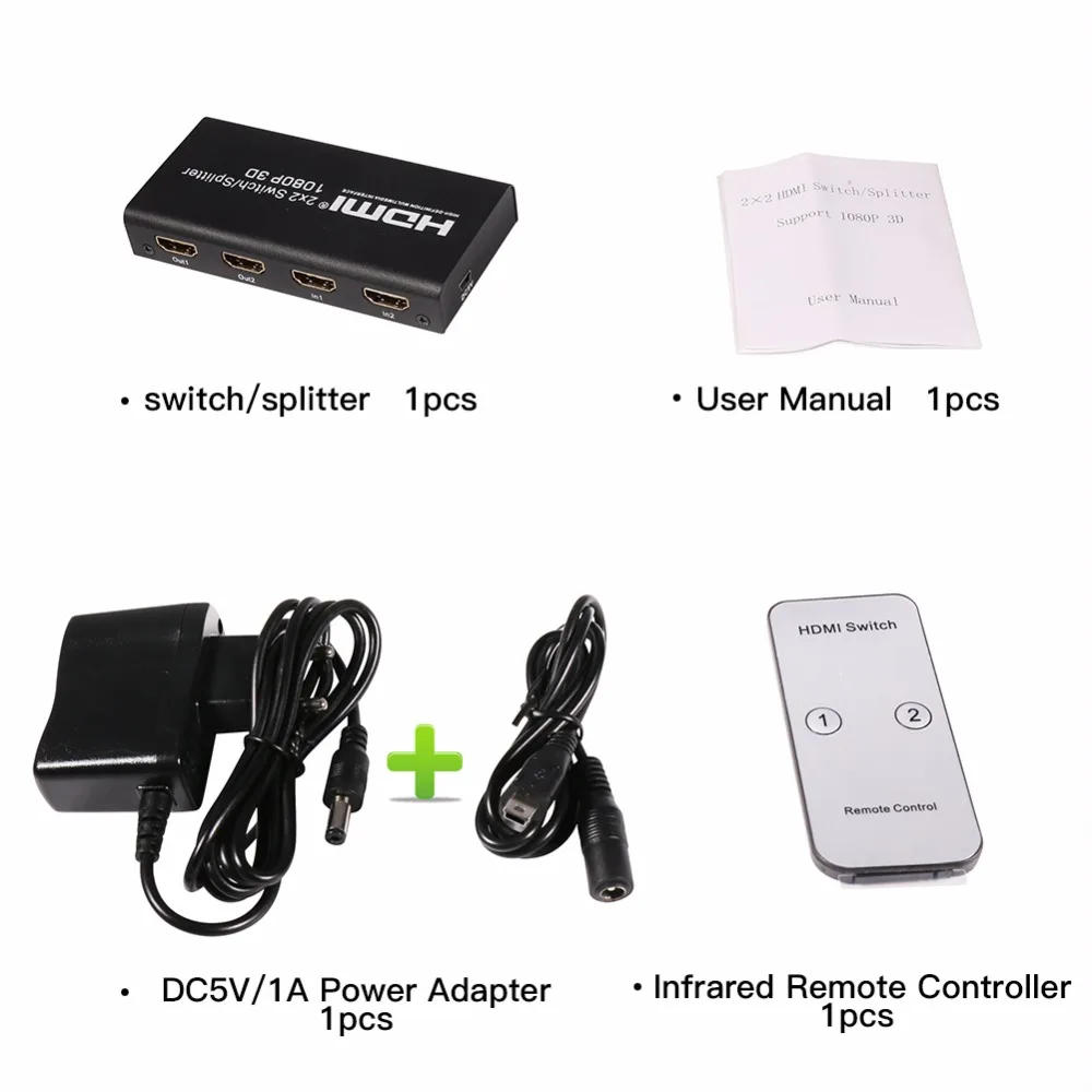 SSRIVER HDMI 2X2 Переключатель Splitter Поддержка 1080 P 3D 2 Вход Выход переключатель конвертер