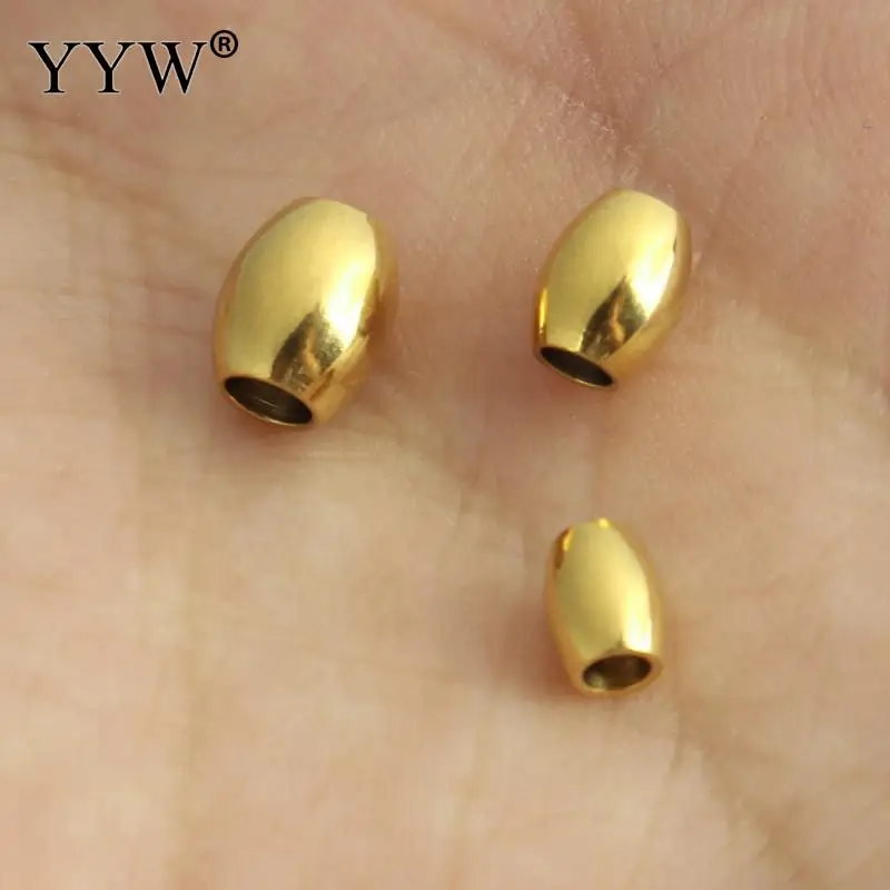 1Lot Stainless Steel Beads For Jewelry Making Oval Shape Gold Rose Gold Black Ionic Color Big  Spacer Hole Beads 5x4x4mm