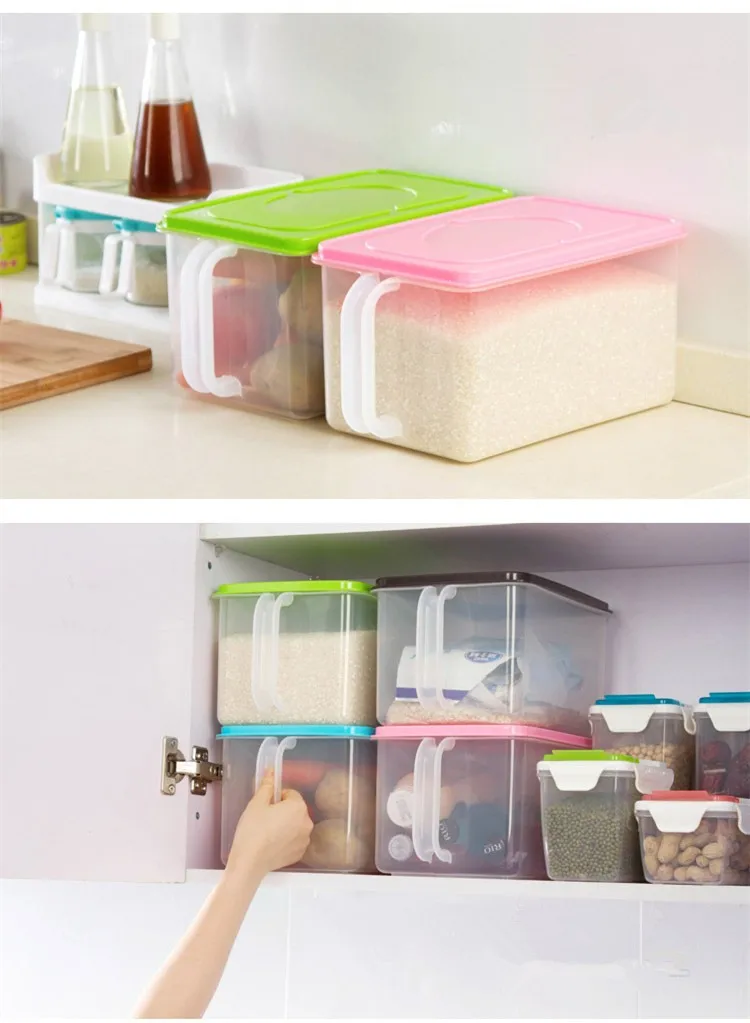 Kitchen Container Stackable Storage Box With Handles Rice Holder Box Refrigerator Cabinets Covered Storage Box Rice Bucket HE131 (5)
