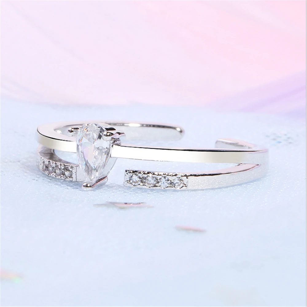 

luxury brand Trendy Korean style 925 real sliver water drop cubic zircon stone ring wholesale offers with free shipping GMNR261