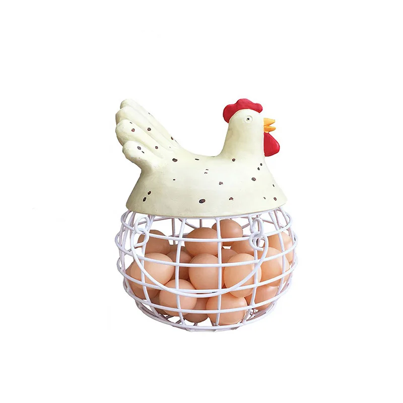 

American Country Wrought Iron Egg Cage Fruit Basket Chicken Model Storage Basket Simple Kitchen Iron Basket Egg Frame Decoration