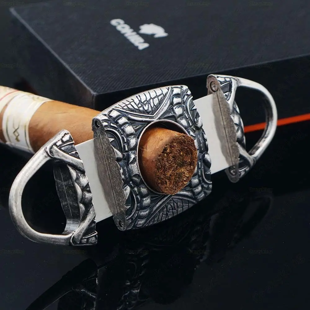 COHIBA Antique Bronze Inox Sharp Dual Blades Pocket Cigar Cutter