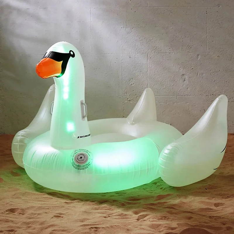 LED Lighted Swan Inflatable Pool Float Multicolor 190CM Giant Ride On