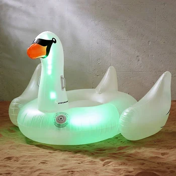 

LED Lighted Swan Inflatable Pool Float Multicolor 190CM Giant Ride-On Swan Swim Ring Beach Bed Sunbathe Mat Water Party Pool Toy