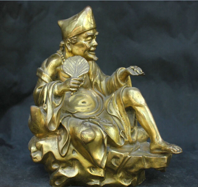 

free Chinese China Folk Old Traditional Culture Brass Bronze statue Monastic Buddha fast