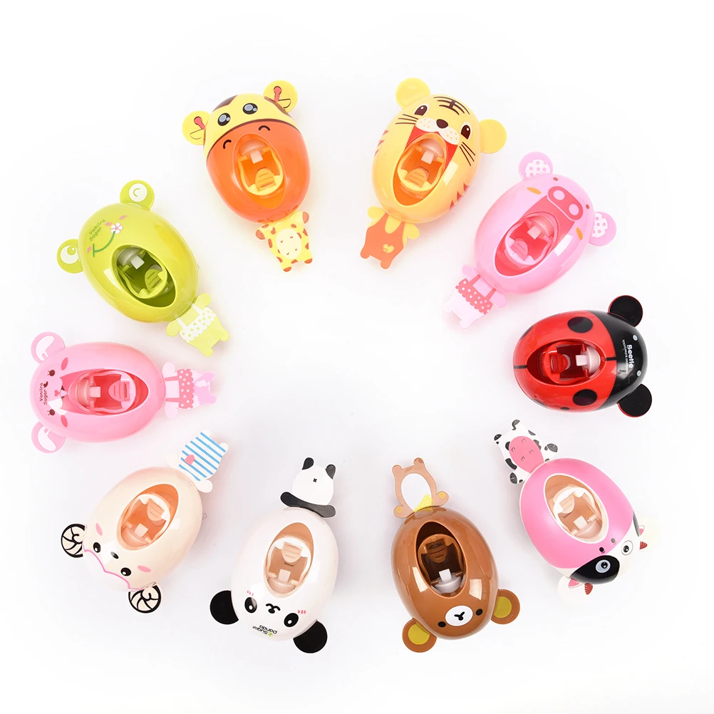 

new arrival Lovely Cartoon Animal Automatic Squeezing Toothpaste Dispenser Rack Wall Mount Stand Toothbrush Holder For Kids