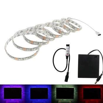 

Battery LED Strip SMD 5050 5V IP20/ IP65 Waterproof Tape Lighting DIY Home Decorative Lamp With Battery Box RGB/White/Warm White