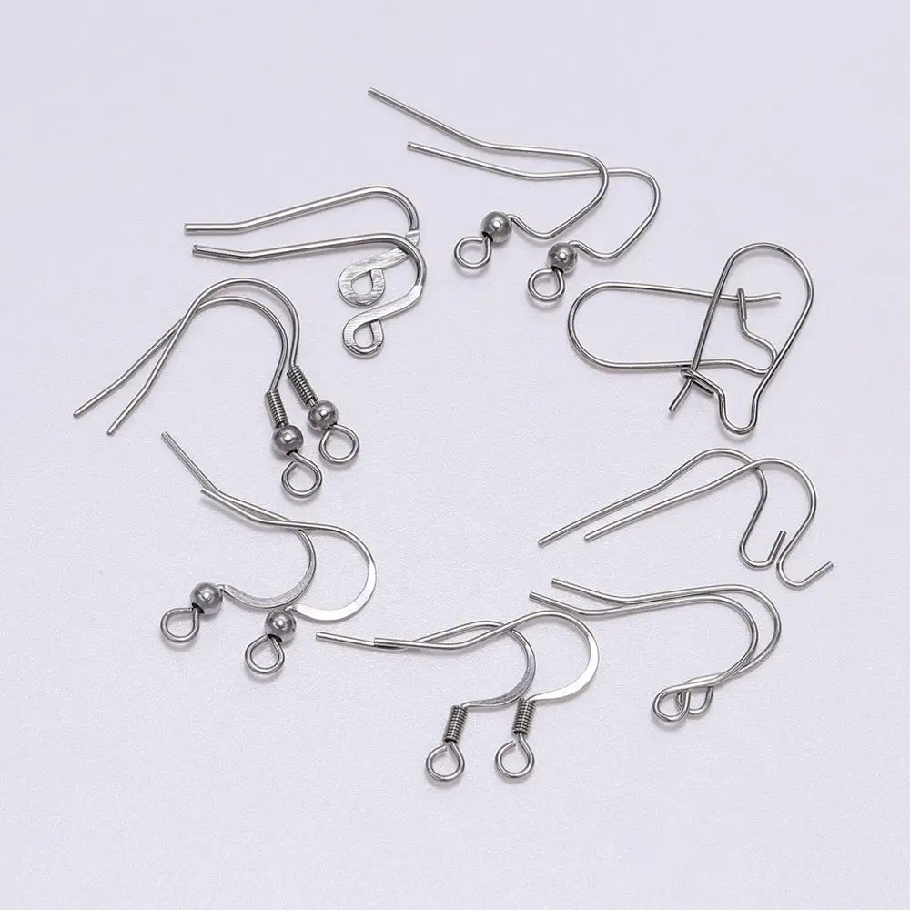 50pcs/lot Not Allergic Ear Hook Earrings Clasps Stainless Steel Earring  Hooks For DIY Earwire Jewelry Making Findings Supplies