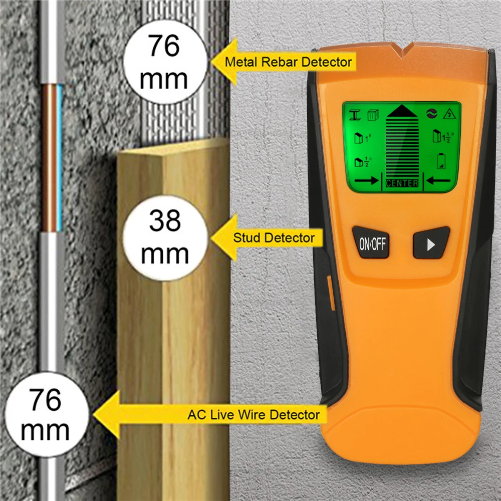 Meterk 3 в 1 pinpointer металлодетекторы Стад центр поиск металла и AC живой провод детектор настенный сканер Золотой искатель