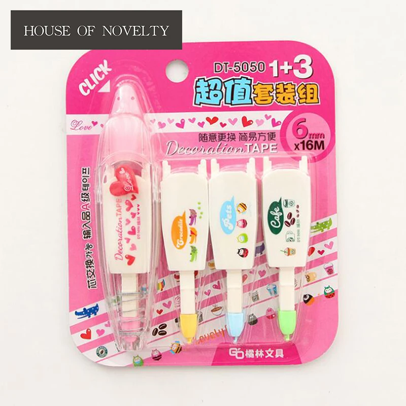

Creative Heart Coffee Animal Replaceable Press Type Decorative Correction Tape Diary Stationery School Supply