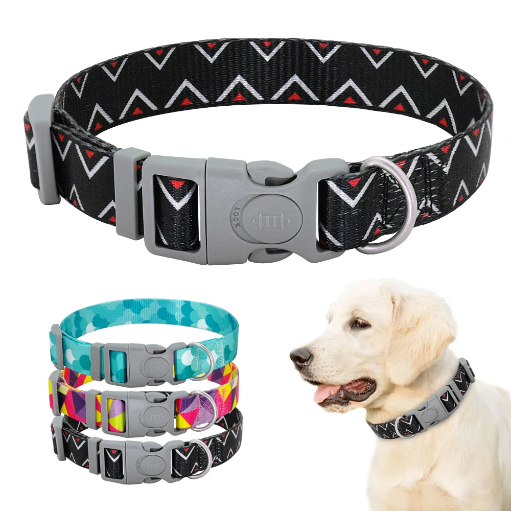 

Adjustable Dog Collar Nylon Dogs Pet Collars For Small Medium Dogs Pitbull Chihuahua With Safety Buckle Printed collar perro