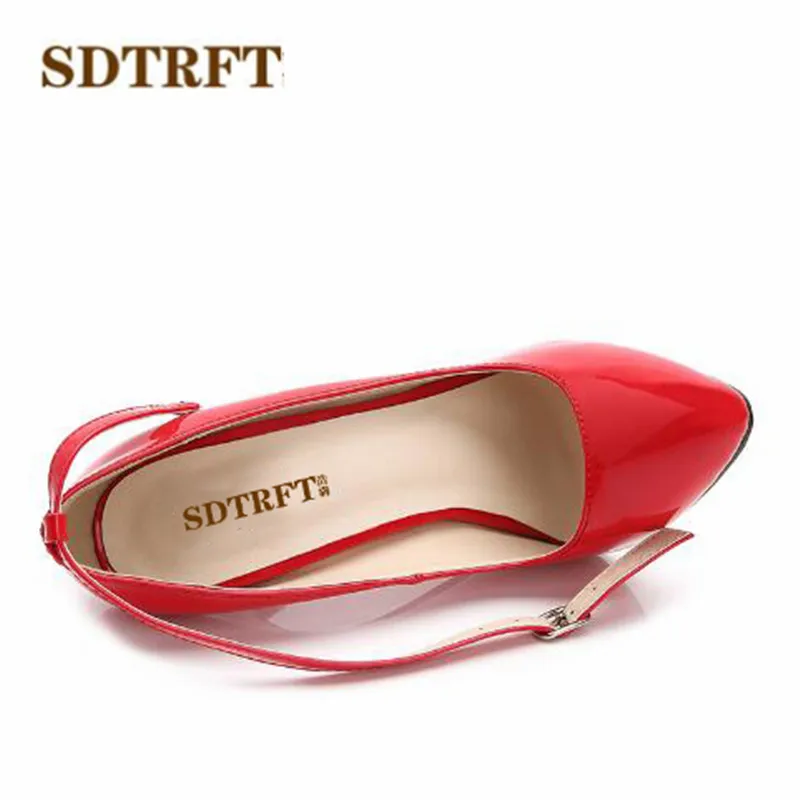 SDTRFT Plus:35-44 spring autumn New fashion zapatos mujer 16cm Metal thin high heels wedding shoes woman Buckle Cosplay pump