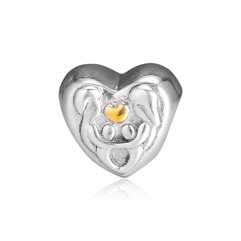 Подходит для Pandora... Heart of the Семья талисманы с 14K покрыто настоящим золотом 100%