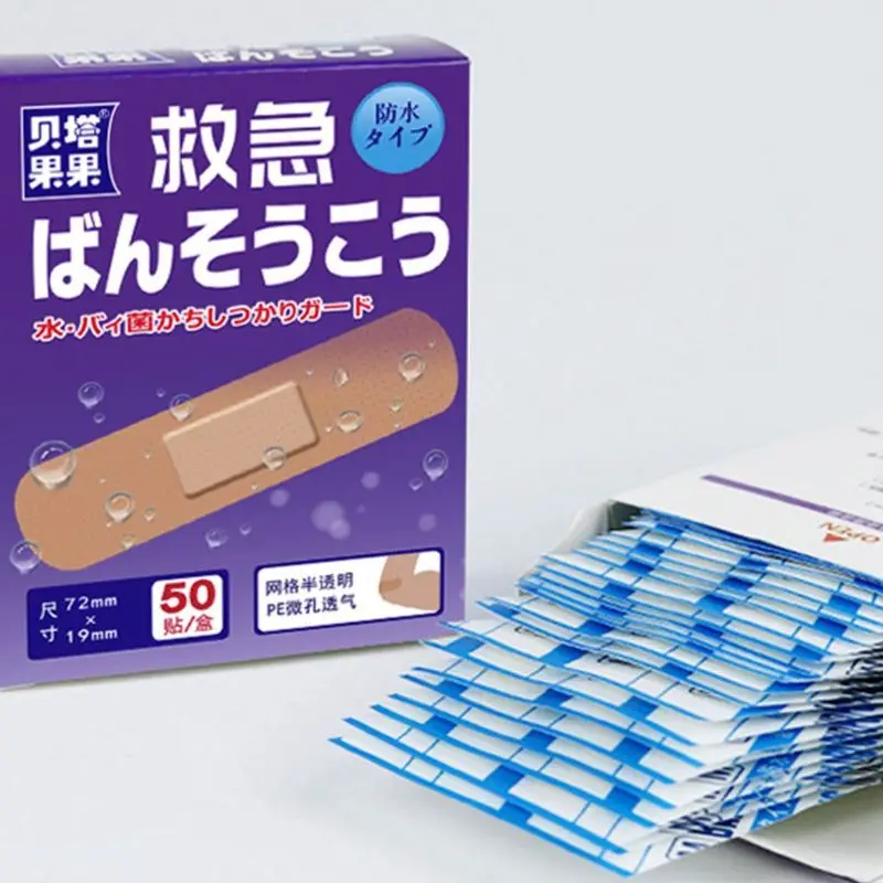 

50Pcs/Box Wound Sticker Semi Sheer Waterproof First Aid Adhesive Bandage Sterile Hemostasis Heel Cushion Plaster Strips Portable