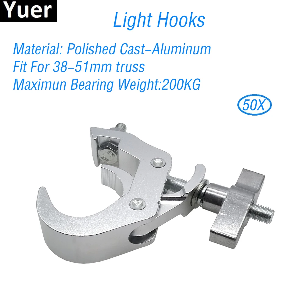 

50Pcs/Lot Aluminum Stage Light Hooks 38-51mm load bearing 200kg Sound Party Lights Hook DJ Disco Moving Head Stage Light Hook