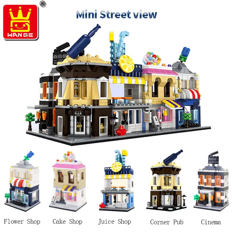 

Wange 5 type of Mini Street View Building Block brick DIY Educational Toys For children's Gift