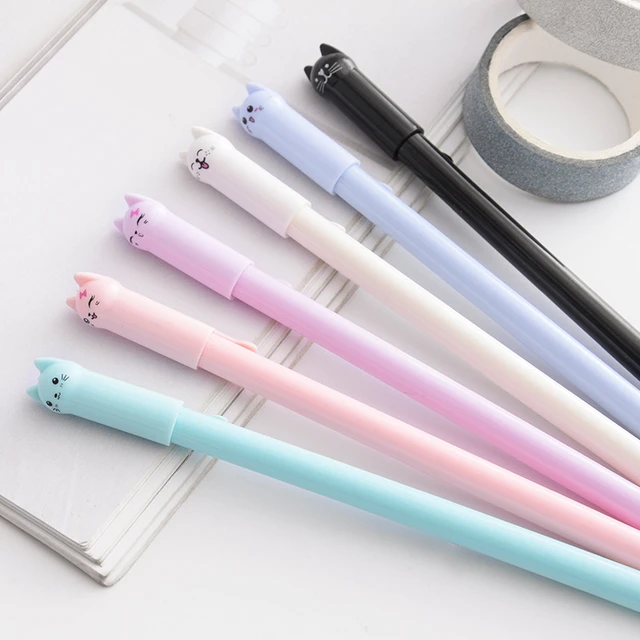 Stylo gel Chaton Kawaii, noir ou blanc