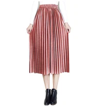 Новая мода женщин плиссированные качели Миди юбка эластичная талия расклешенные Скейтер длинные юбки DO99