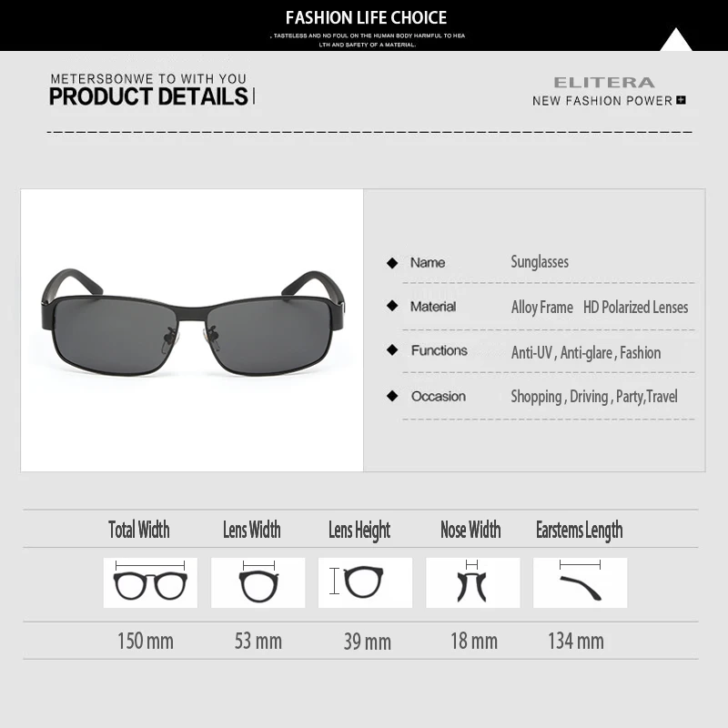 ELITERA Модные мужские UV400 поляризованные солнцезащитные очки мужские защитные очки для вождения солнцезащитные очки для рыбалки женские для спорта на открытом воздухе для мужчин