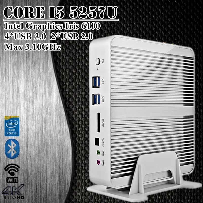 Lowest Price  Intel Core i5 5257U Broadwell Mini PC Win10 2 Lan 2 HDMI+300 Wifi+3-Year Warranty
