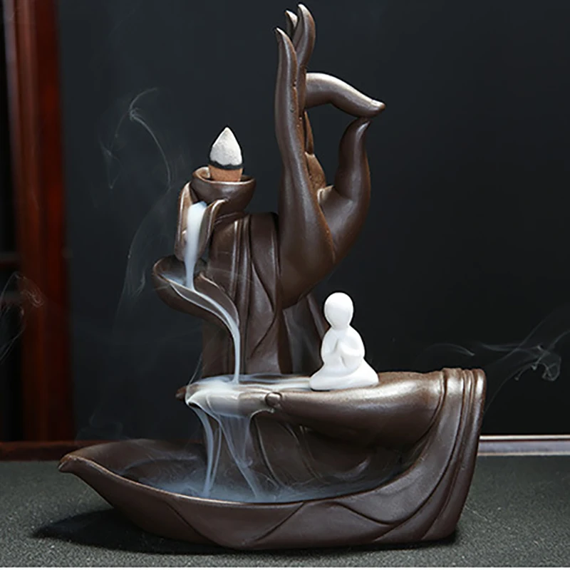 10 шт. конусы фиолетовая глина курильница в форме Будды ручная курильница для благовоний горелка лотоса ладан горелка