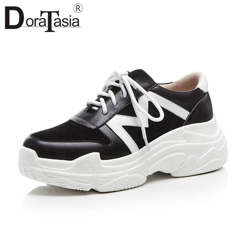 

DORATASIA 2020 Autumn New High Quality Genuine Leather Women Sneakers Platform lace-up dad Shoes Casual flats Shoes Woman