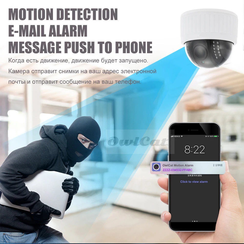 OwlCat 2MP 5MP HD Крытая Wifi PTZ купольная ip-камера 5x Zoom Беспроводная камера видеонаблюдения CCTV Аудио Микрофон ИК Ночная флэш-карта Onvif