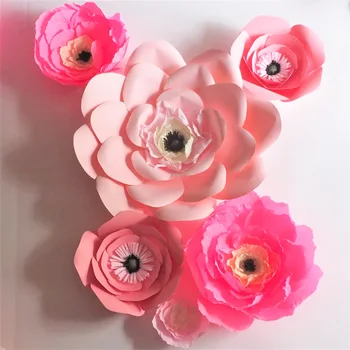 2018 Unique Pink Giant Cardstock & Crepe Paper Flowers 6PCS Wedding & Event Decor Baby Nursery Windows Display Mix Size 10-50CM 2018 Unique Pink Giant Cardstock & Crepe Paper Flowers 6PCS Wedding & Event Decor Baby Nursery Windows Display Mix Size 10-50CM
