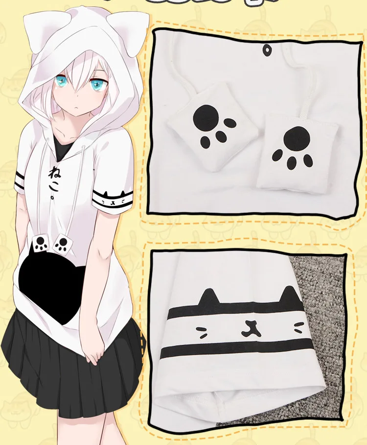 Zhomecos хлопок Амин Неко Atsume кошка толстовка с капюшоном и футболка с капюшоном костюмы