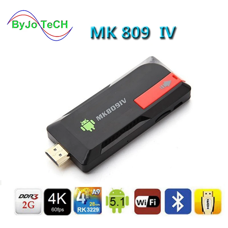 ByJoTeCH новейший 4K обновление MK809IV tv Dongle Stick Android tv Box RK3229 четырехъядерный 2G 8G 2G 16G Мини-ПК WiFi Android box 4K