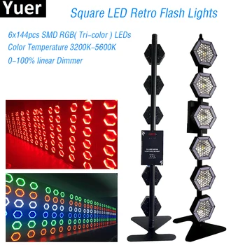 Prijzen Vierkante LED Retro Flash Lights 6x144pcs SMD RGB Stage Light 800W Party Lamp Voor Birthday Party DJ Concert Decoratieve Lamp