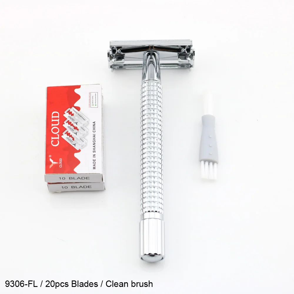 WEISHI Классическая Безопасная бритва с длинной ручкой 9306-FL бритва с бабочкой, Хромированная поверхность, высокое качество 1 шт./лот - Цвет: FL 20 Blade