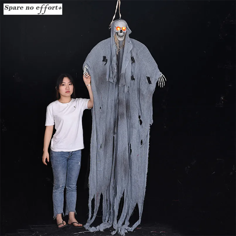 

2.6m hanging ghost voice control glowing toy horror sound hanging skull ghost haunted house decoration tricky prop costume party
