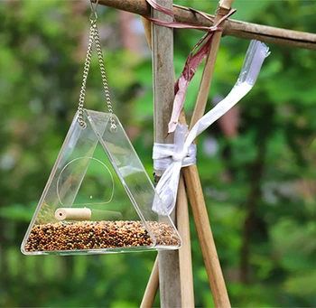 Bird Feeder Plastic Hanging Bird Food Container Transparent Outdoor Parrot Feeder Waterproof Bird Feeder Pet Supplies 3