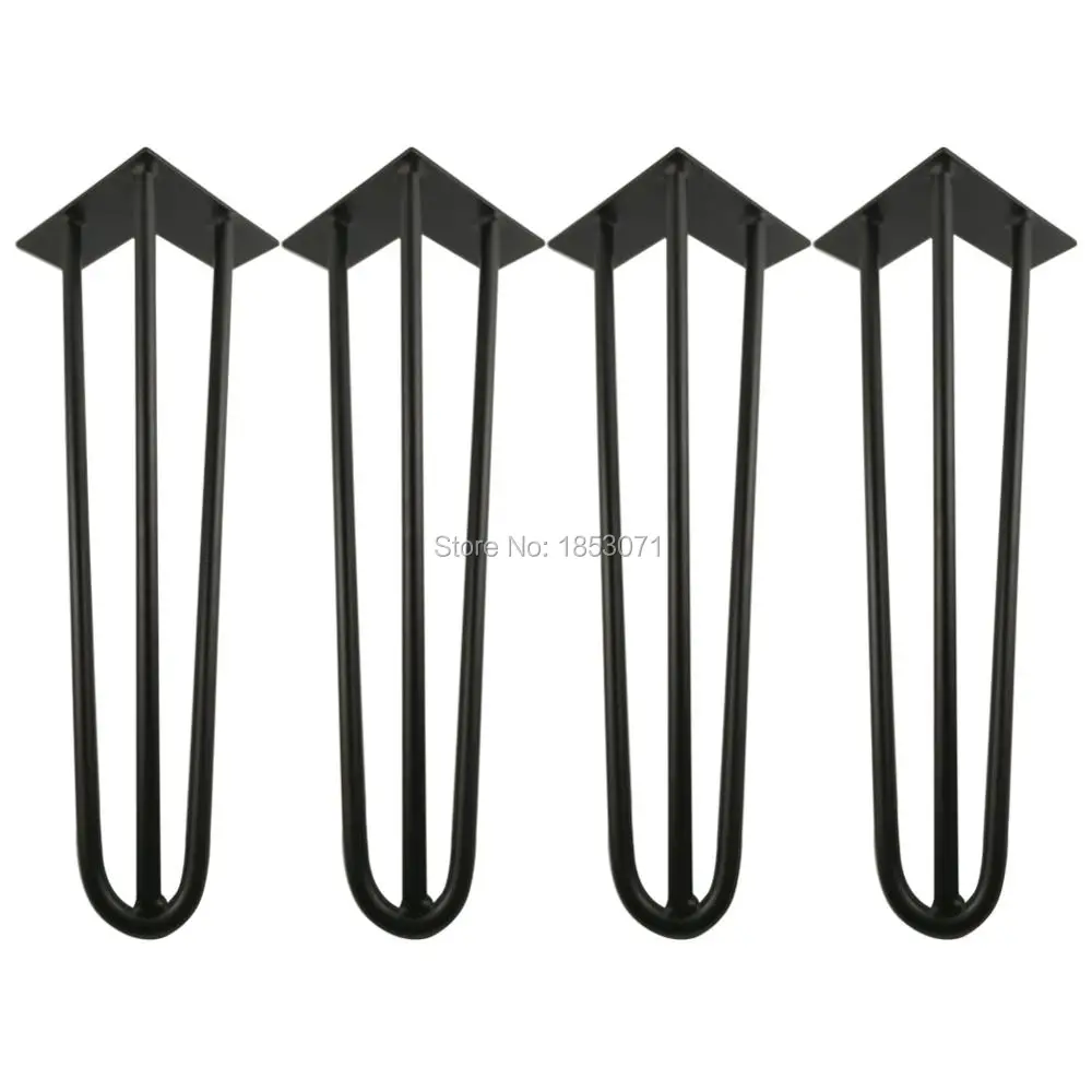 16" hairpin legs matte black 3 rods set of 4 Coffee Table Legs, strong