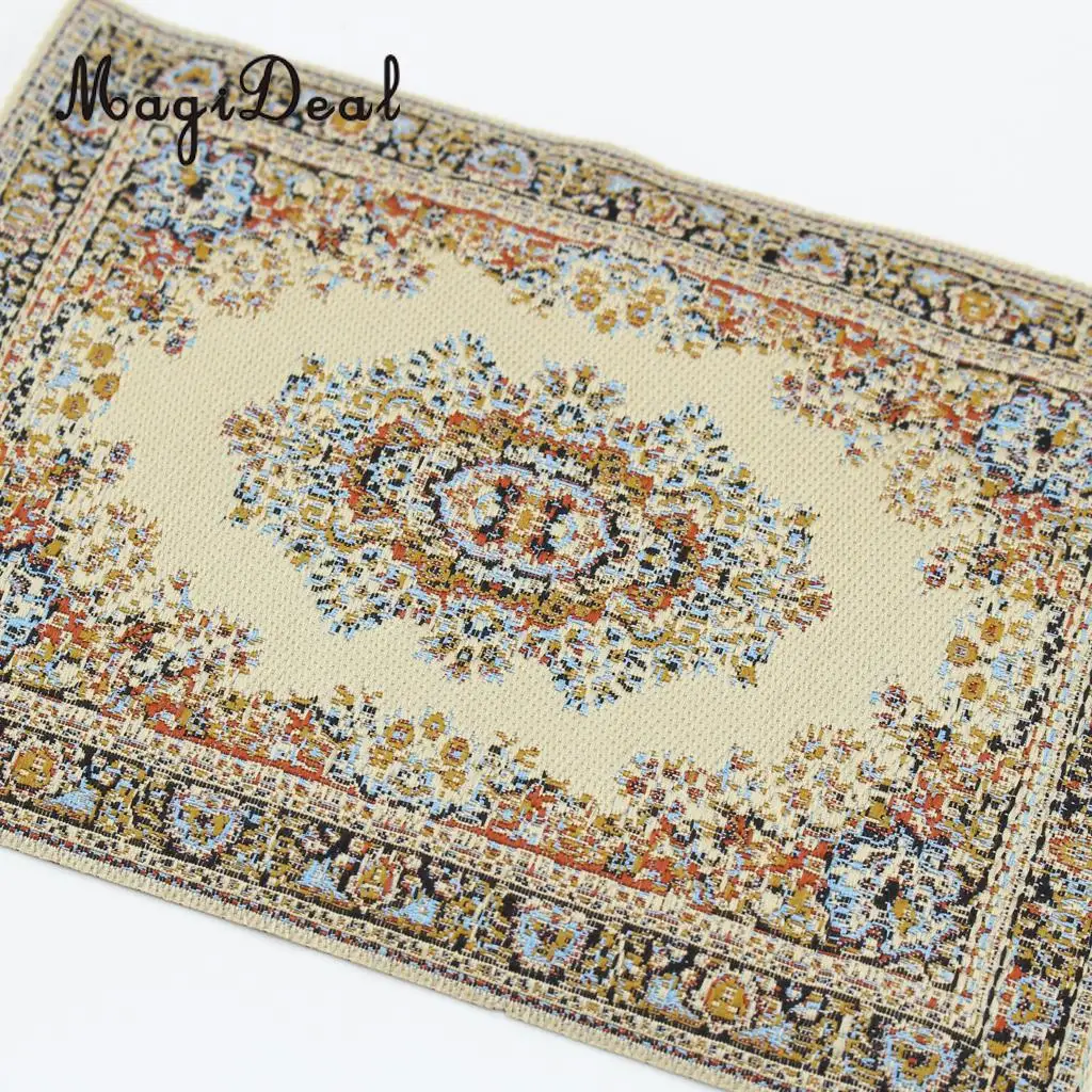 2Pcs 1/12 Scale Dollhouse MIniature Woven Rug Floor Carpet Dolls House Bedroom Living Room Furniture Decor Life Scenes