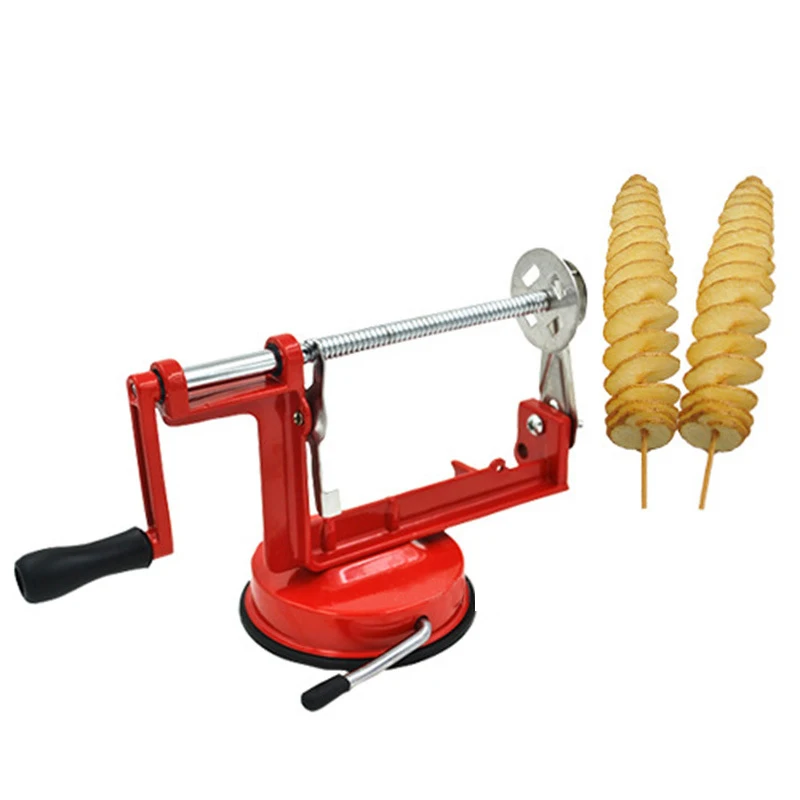 

Manual Red Machine Vegetable Spiraliz Stainless Steel Twisted Potato Apple Slicer Spiral French Fry Cutter Cooking Tools