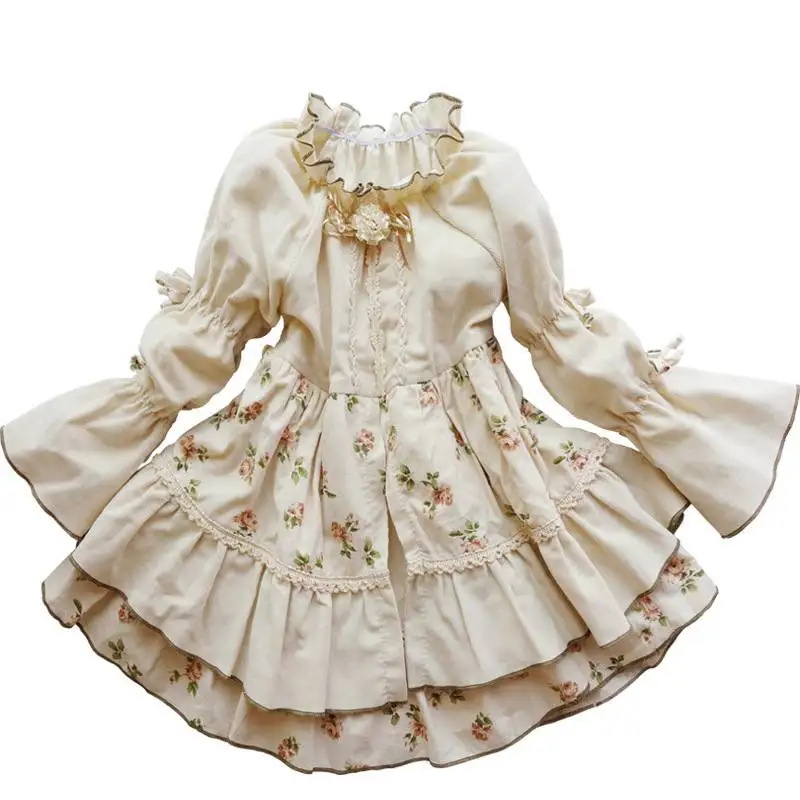 

Kids Dress For Girls Long Sleeve Ruffle Girls Clothes Flower Design Girls Dresses Autumn Good Quality Child Costume For 3-12Y