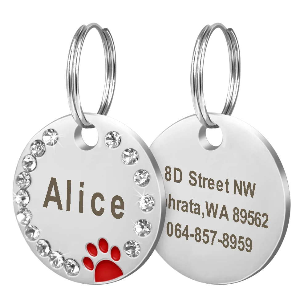 Персонализированная бирка с именем собаки, ошейник для кошек, собак, ID метки, Выгравированная табличка для питомцев, аксессуары для собак, бесплатный подарок, колокольчик - Цвет: Red