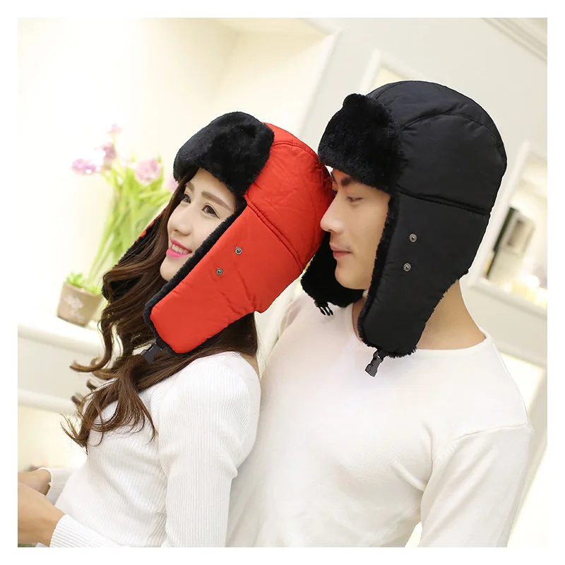 Модные утепленные России шляпа для Для женщин Для мужчин Earflap Hat Кепки зимняя охотничья шапка с маской искусственного меха бомбардировщик Hat