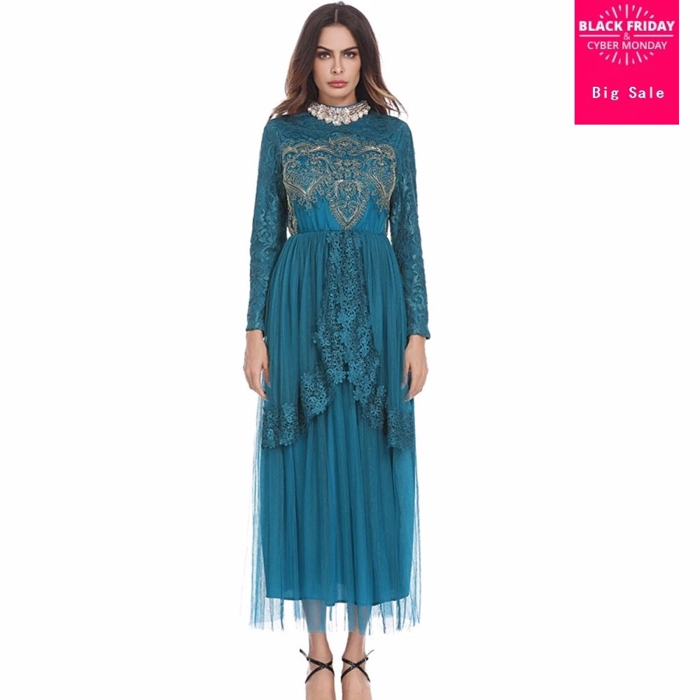 Fashion Muslim Adult embroidery fake two pieces Robe Abaya Muslim dress